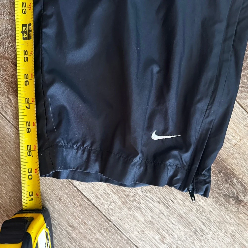 Nike Mens Windbreaker Track Pants Black Swoosh Logo Ankle Zip Medium